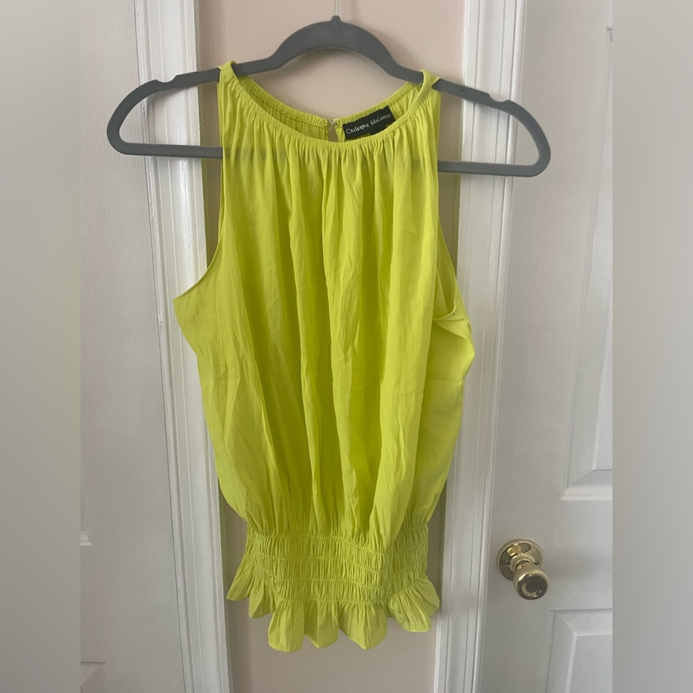 Catherine Malandrino Lauren Sleeveless Smocked-Waist Top S